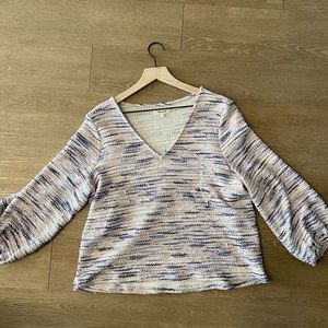 Distressed Madewell long sleeve v-neck top